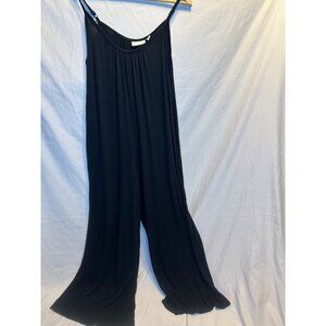 Black Wide Leg Spaghetti Strap Jumpsuit Romper with Pockets Women's Small